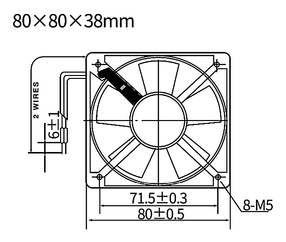 SG8038HA1 / SG8038HA2 front dimensions drawing reference